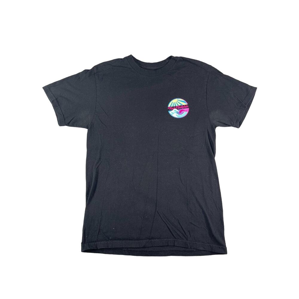 Pink Dolphin Shirt Mens Small Black Graphic Surf Water Tee Streetwear Casual